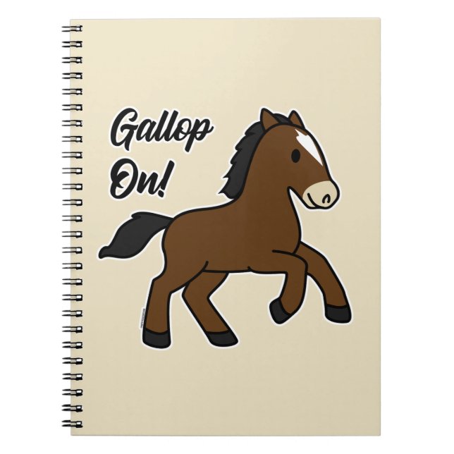 Cuaderno Adorable Gallop On! Happy Foal Kawaii Horse Design (Frente)