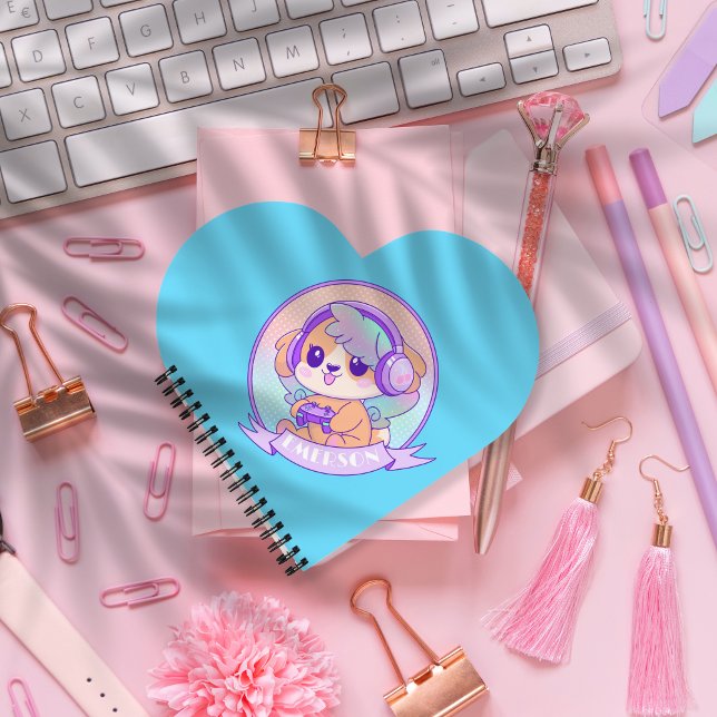 Cuaderno Adorable Gamer Girl Kawaii Perro y bebé de auricul (Subido por el creador)