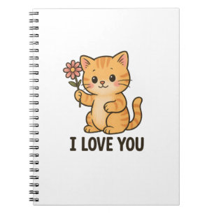 Cuaderno Adorable Gatito Sosteniendo Flor – TE QUIERO Cute