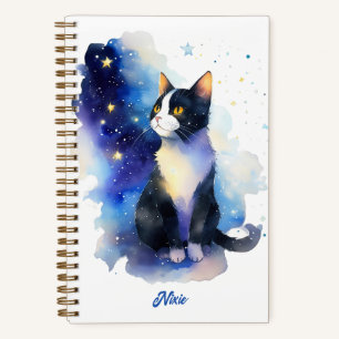 Cuaderno Adorable Ilustracion acuático de gato de Tuxedo