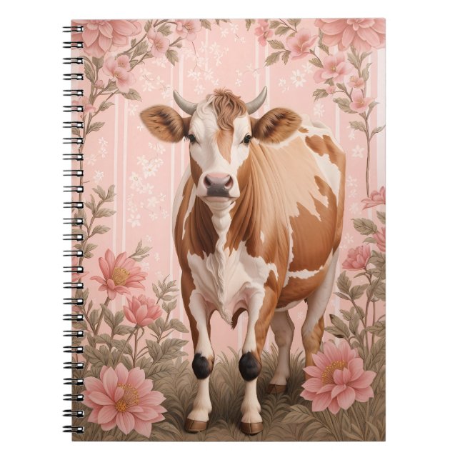 Cuaderno Adorable Jersey Cow Pink Floral (Frente)