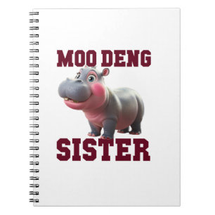 Cuaderno Adorable MOO DENG SISTER Baby Hippo Bestie Princes