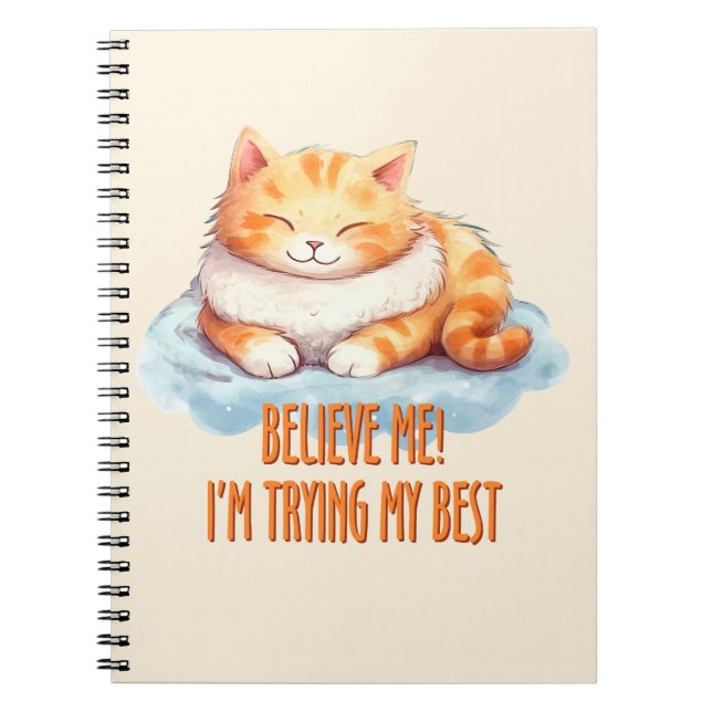 Cuaderno Adorable Naranja Tabby Cat- Estoy probando lo mejo (Frente)
