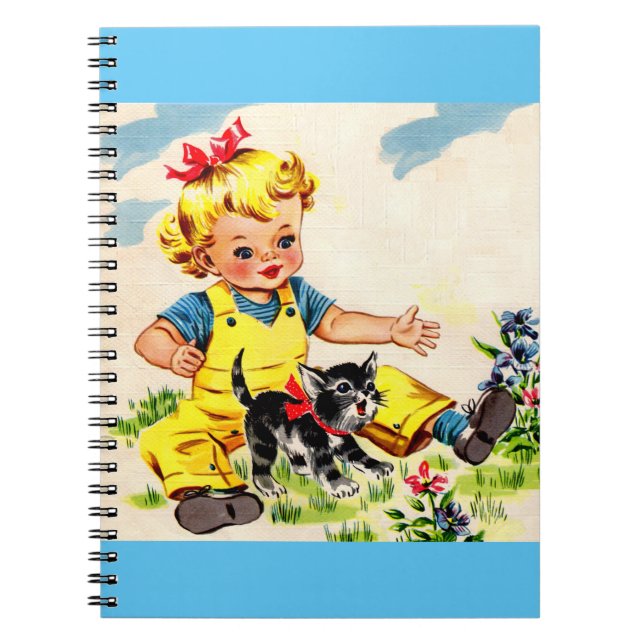 Cuaderno adorable niñita con adorable gatito (Frente)