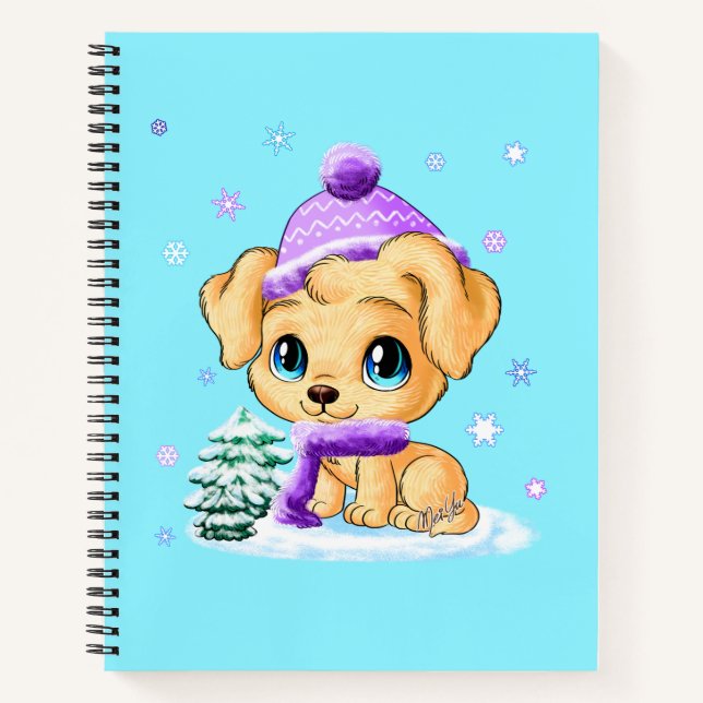 Cuaderno Adorable novela animada perrito arte turquesa (Anverso)