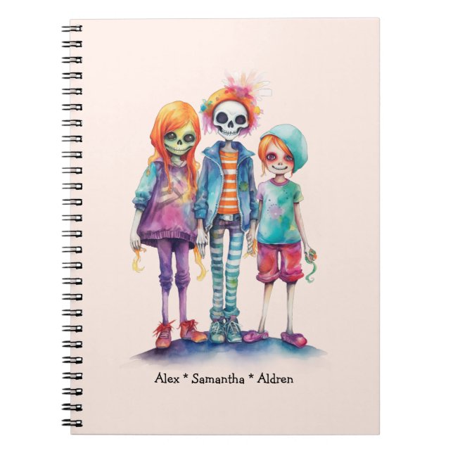 Cuaderno Adorable Pastel Zombie Trio - Cute Halloween (Frente)
