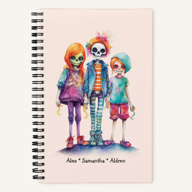 Cuaderno Adorable Pastel Zombie Trio - Cute Halloween (Anverso)