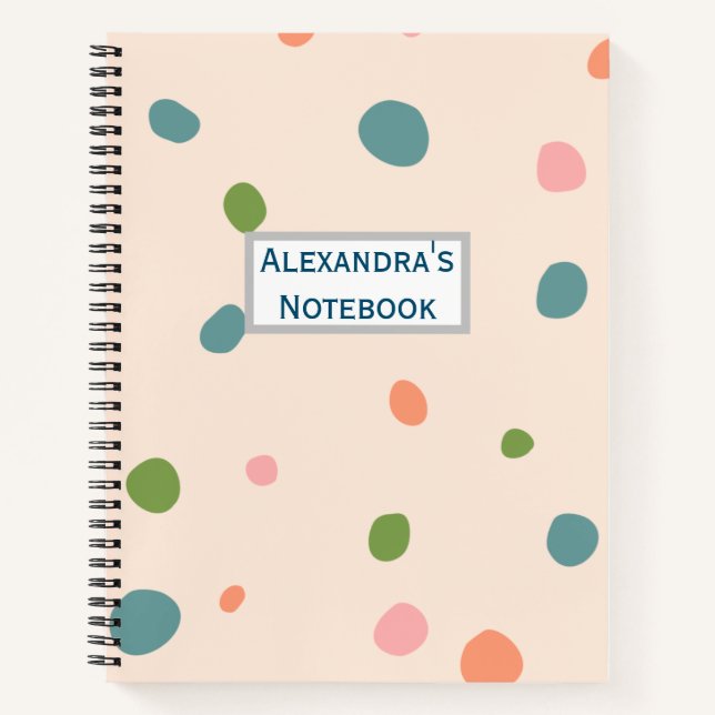 Cuaderno Adorable patrón de lunares moderno chic rosa (Anverso)