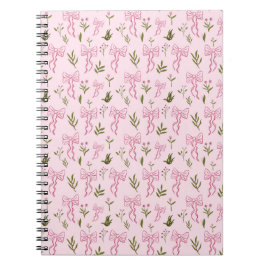 Cuaderno Adorable patrón floral sin fisuras de lazo rosa