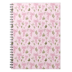 Cuaderno Adorable patrón floral sin fisuras de lazo rosa