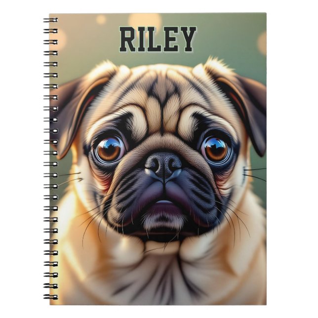 Cuaderno Adorable Pug de cerca | Perro personalizado lindo (Frente)