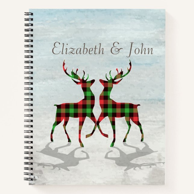 Cuaderno Adorable Reno de Navidad a Cuadros Búfalo (Anverso)