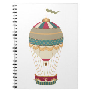 Cuaderno Adorable Steampunk Hot Air Balloon with Flag