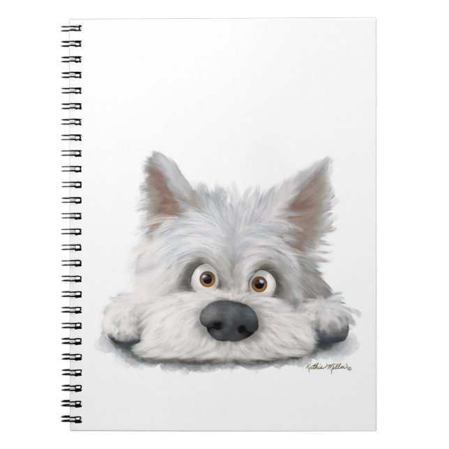 Cuaderno Adorable Terrier Escocés Blanco de Dibujos Animado (Frente)