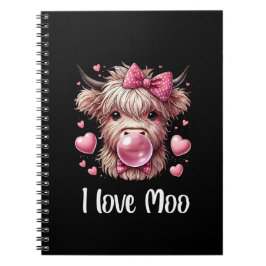 Cuaderno Adorable Valentine Highland Cow (texto blanco)