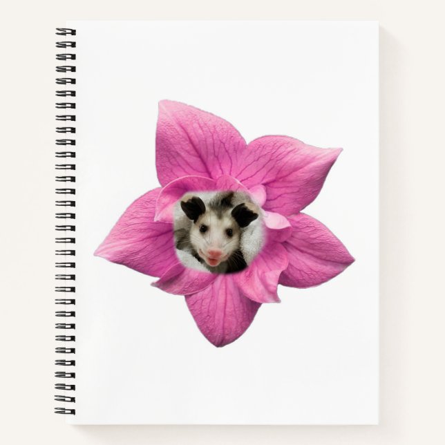 Cuaderno Adorablemente Lindo Bebé Zarigüeya Floral (Anverso)