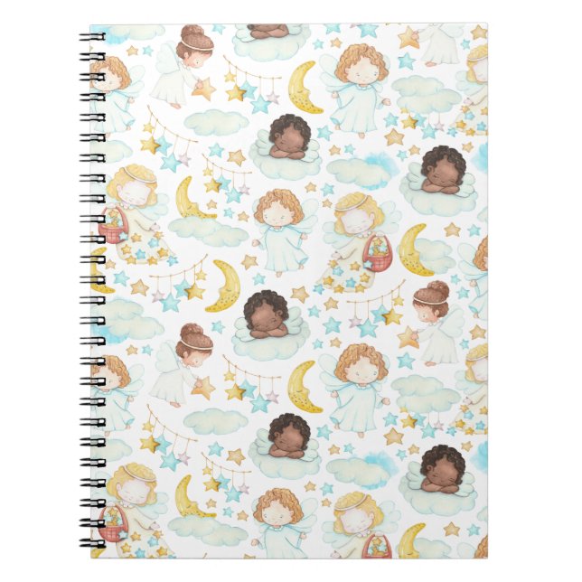 Cuaderno Adorables ángeles y estrellas acuarela arte (Frente)