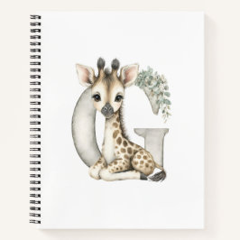 Cuaderno Adorables animales bebés en acuarela con letras de