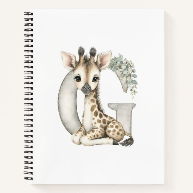 Cuaderno Adorables animales bebés en acuarela con letras de (Anverso)