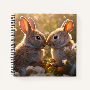 Cuaderno Adorables conejillos en diseño de pradera de prima
