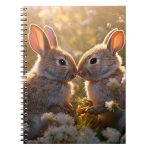 Cuaderno Adorables conejillos en diseño de pradera de prima