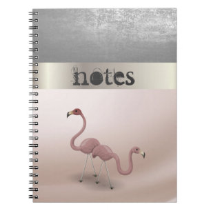 Cuaderno Adorables Flamingos Rosas Enamorados -Personalizad