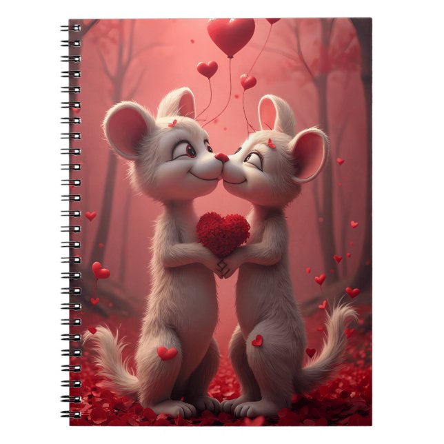 Cuaderno Adorables ratones románticos del Día de San Valent (Frente)