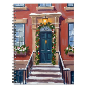 Cuaderno Adorna las salas Ciudad Brownstone de Navidad