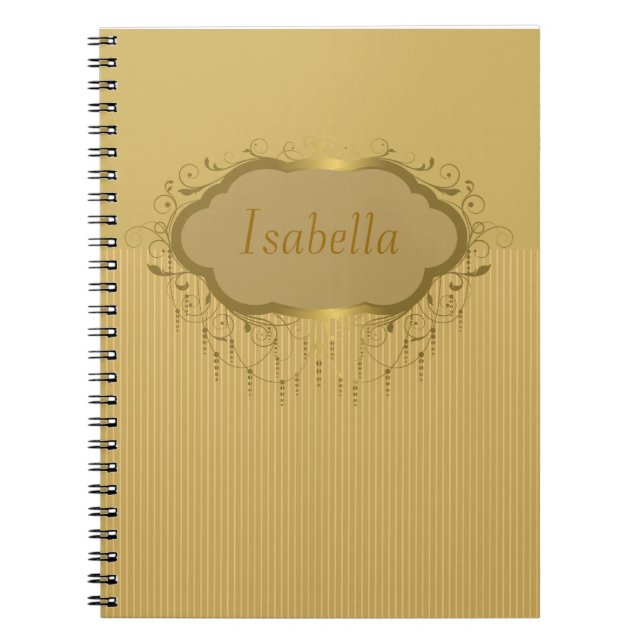 Cuaderno adornado de la raya del oro femenino (Frente)