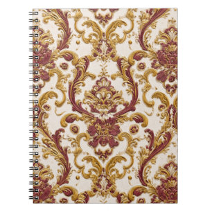 Cuaderno Adorno barroco de marfil con dorado y burdeos