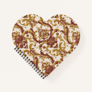 Cuaderno Adorno barroco de marfil con dorado y burdeos
