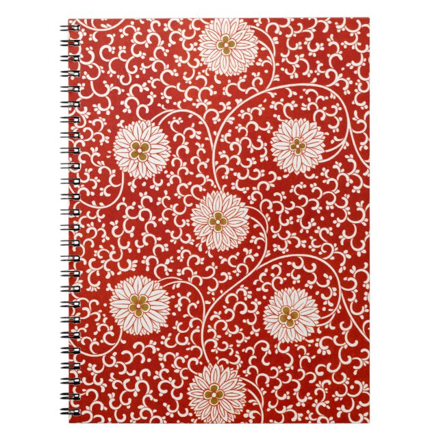 Cuaderno Adorno chino rojo blanco floral de Owen Jones (Frente)