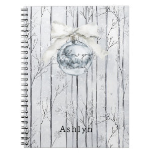 Cuaderno Adorno de arco gris plateado árboles de Navidad de