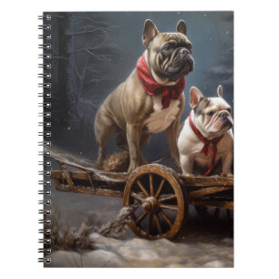 Cuaderno Adorno de Navidad de trineo nevado de Bulldog Fran