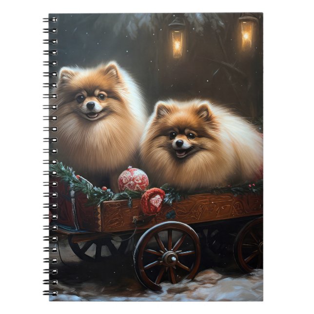 Cuaderno Adorno de Navidad de Trineo Nevado Pomerania (Frente)