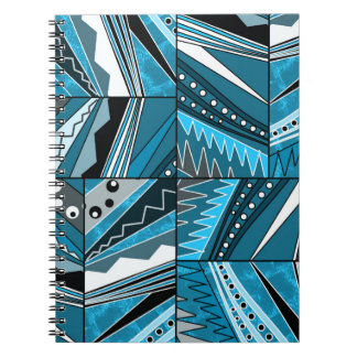 Cuaderno Adorno étnico monocromo azul.