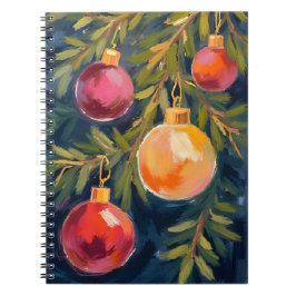 Cuaderno Adornos de árbol de Navidad acuarela