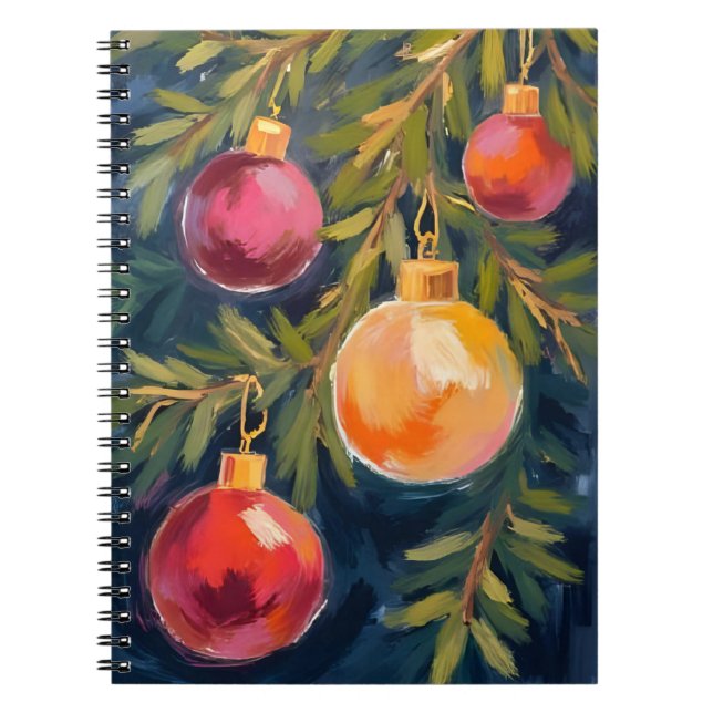 Cuaderno Adornos de árbol de Navidad acuarela (Frente)