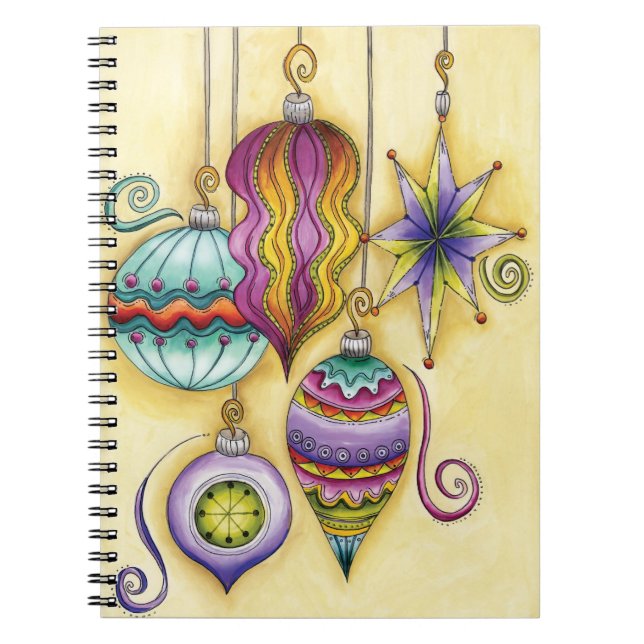 Cuaderno Adornos de Navidad Coloridos de Vidrio Hermoso (Frente)