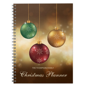 Cuaderno Adornos Navideños Amarillo Dorado Con Texto Person