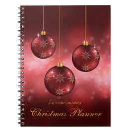 Cuaderno Adornos Navideños Festivos Rojos Con Texto Persona