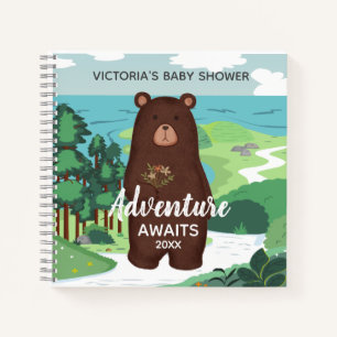 Cuaderno Adventure Awaits Brown Bear Landscape Baby Shower