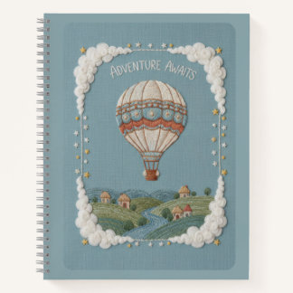 Cuaderno Adventure Awaits Embroidered Hot Air Balloon