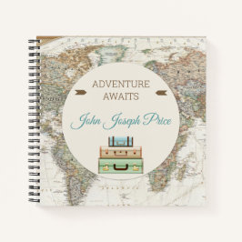 Cuaderno Adventure Awaits World Travel Map Modern