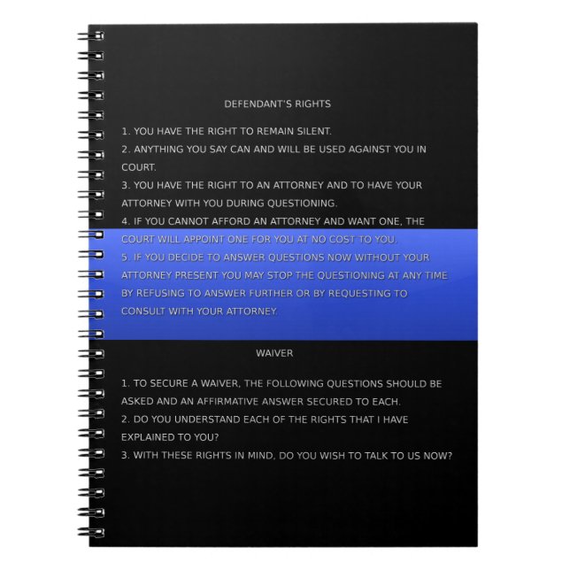 Cuaderno Advertencia y exención de derechos de la delgada l (Frente)
