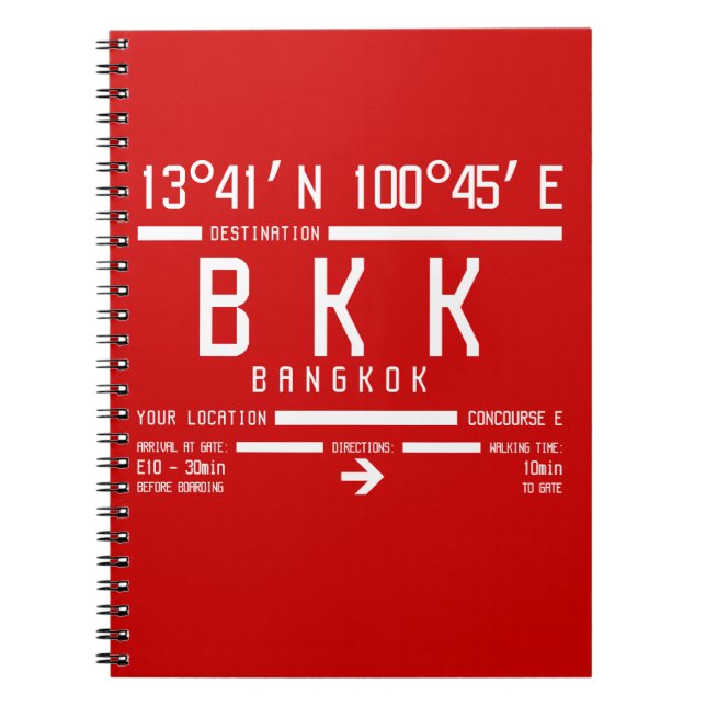 Cuaderno Aeropuerto Internacional de Bangkok Código BKK IAT (Frente)