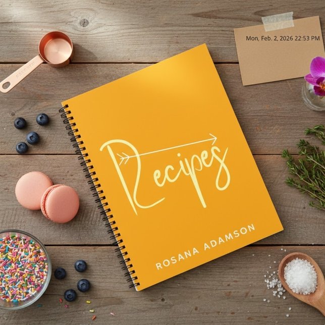 Cuaderno Aesthetic Orange Recipe Journal | Cute Blank Pages (food journal gift, family recipe heirloom book)