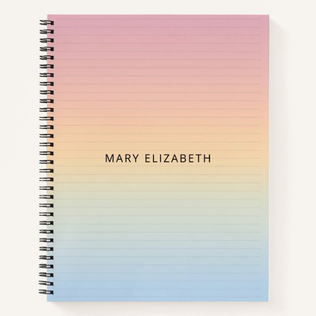 Cuaderno Aesthetic Pastel Ombre Lines Personalized Notebook (Anverso)