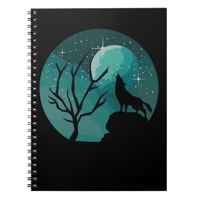 Cuaderno Afeitación de Wolf Forest Animal Moon Nature Love (Frente)