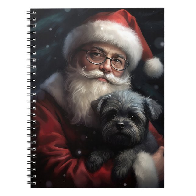 Cuaderno Affenpinscher con Navidades festivos de Santa Clau (Frente)